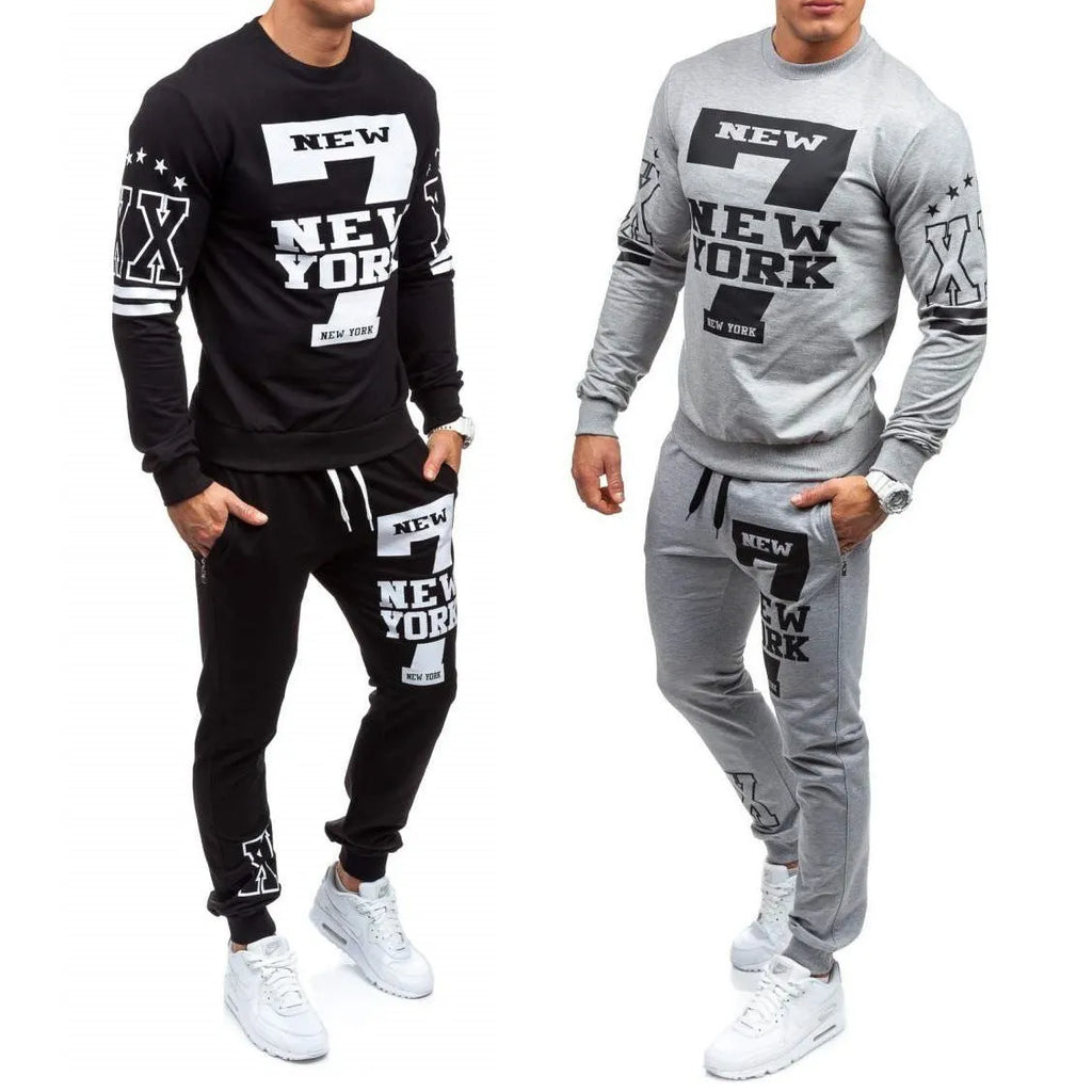 Men's two piece tracksuit set with knitted long-sleeve sweatshirt and sweatpants in grey, black or dark grey, sizes S to XXL