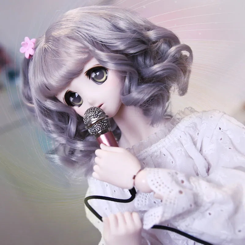 BJD mini microphone doll accessory about 6cm for concert photography props in sky blue, silver, pink or rose red.