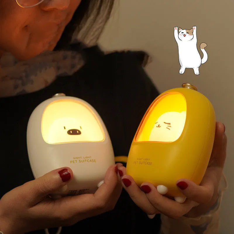 Cartoon pig or cat design USB rechargeable night light with touch dimming control