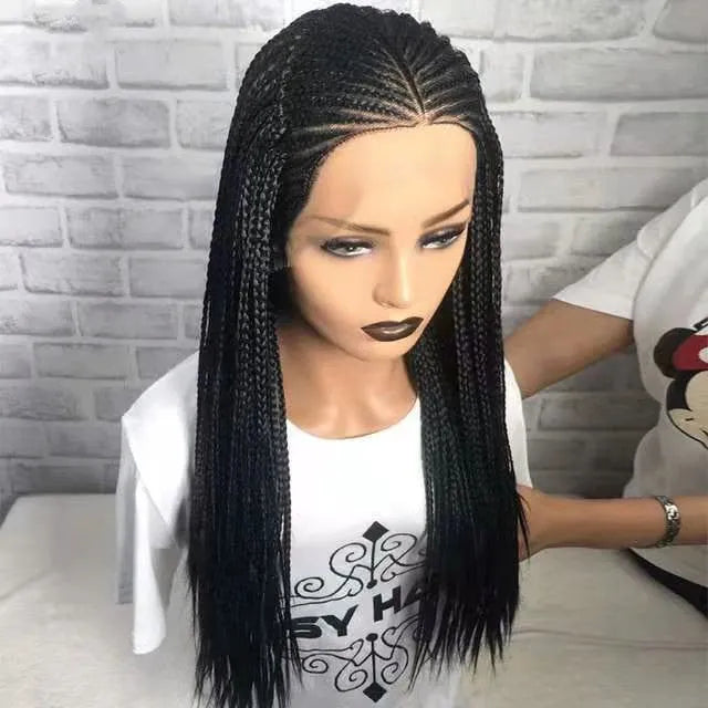 Sangu Xiaobianzi matte high temperature silk wig headgear 78cm black front lace mechanism process