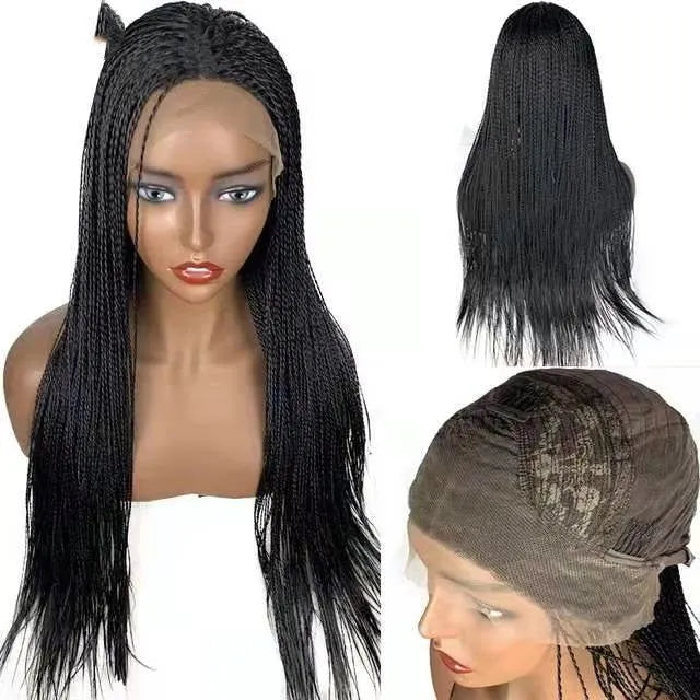 Sangu Xiaobianzi matte high temperature silk wig headgear 78cm black front lace mechanism process