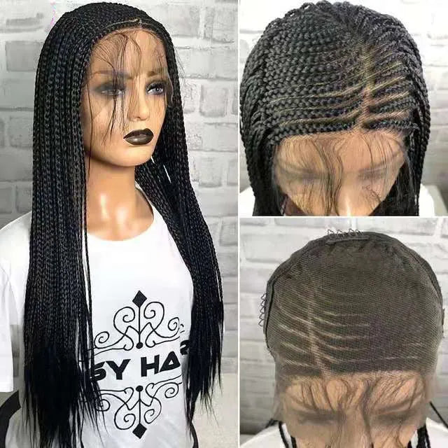 Sangu Xiaobianzi matte high temperature silk wig headgear 78cm black front lace mechanism process
