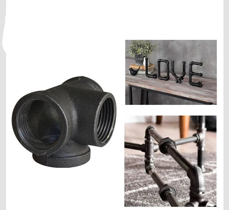 Malleable steel galvanised four-way pipe fittings for plumbing systems