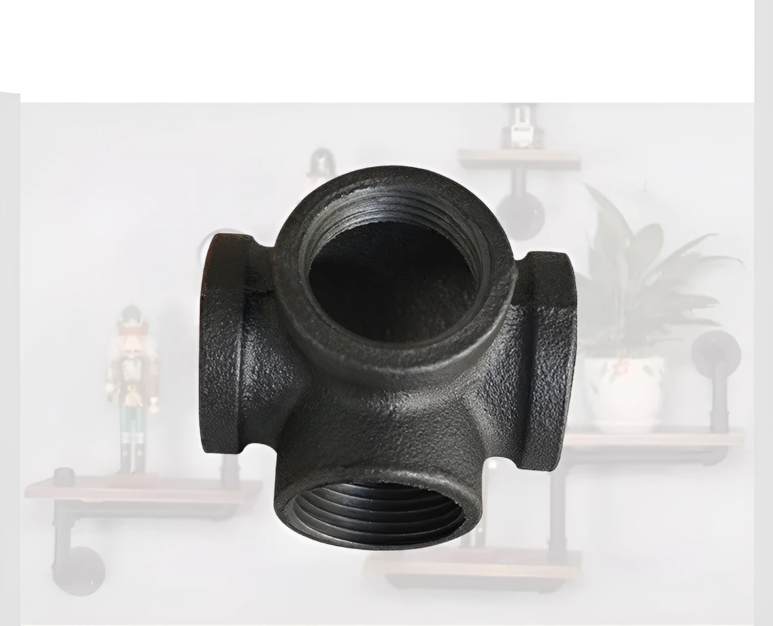 Malleable steel galvanised four-way pipe fittings for plumbing systems