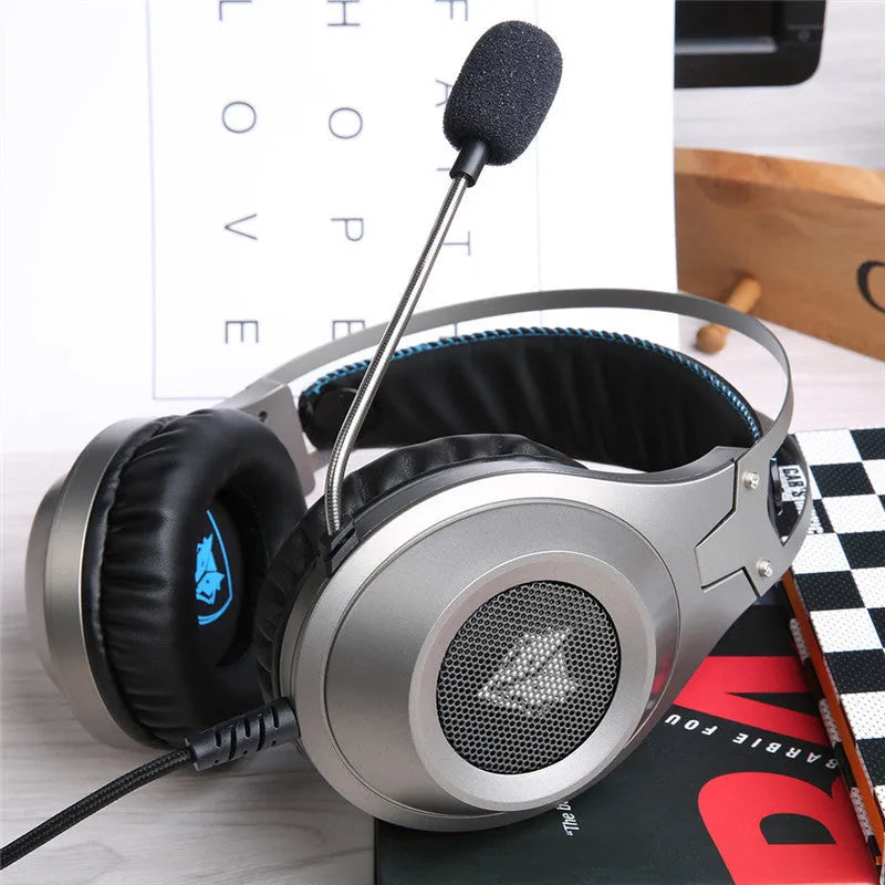 Black USB wired computer headset with over-ear design and built-in microphone