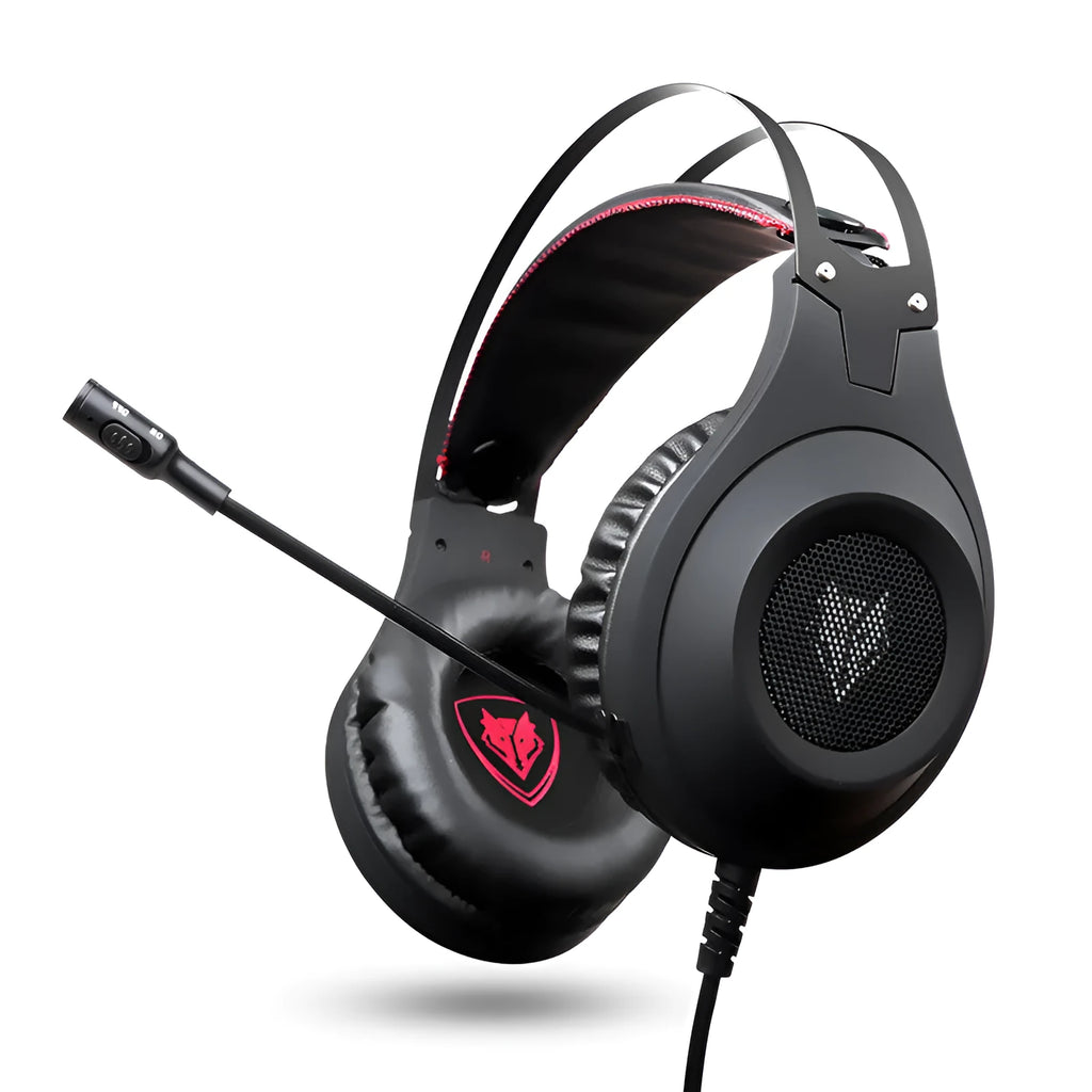 Black USB wired computer headset with over-ear design and built-in microphone