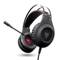 Black USB wired computer headset with over-ear design and built-in microphone