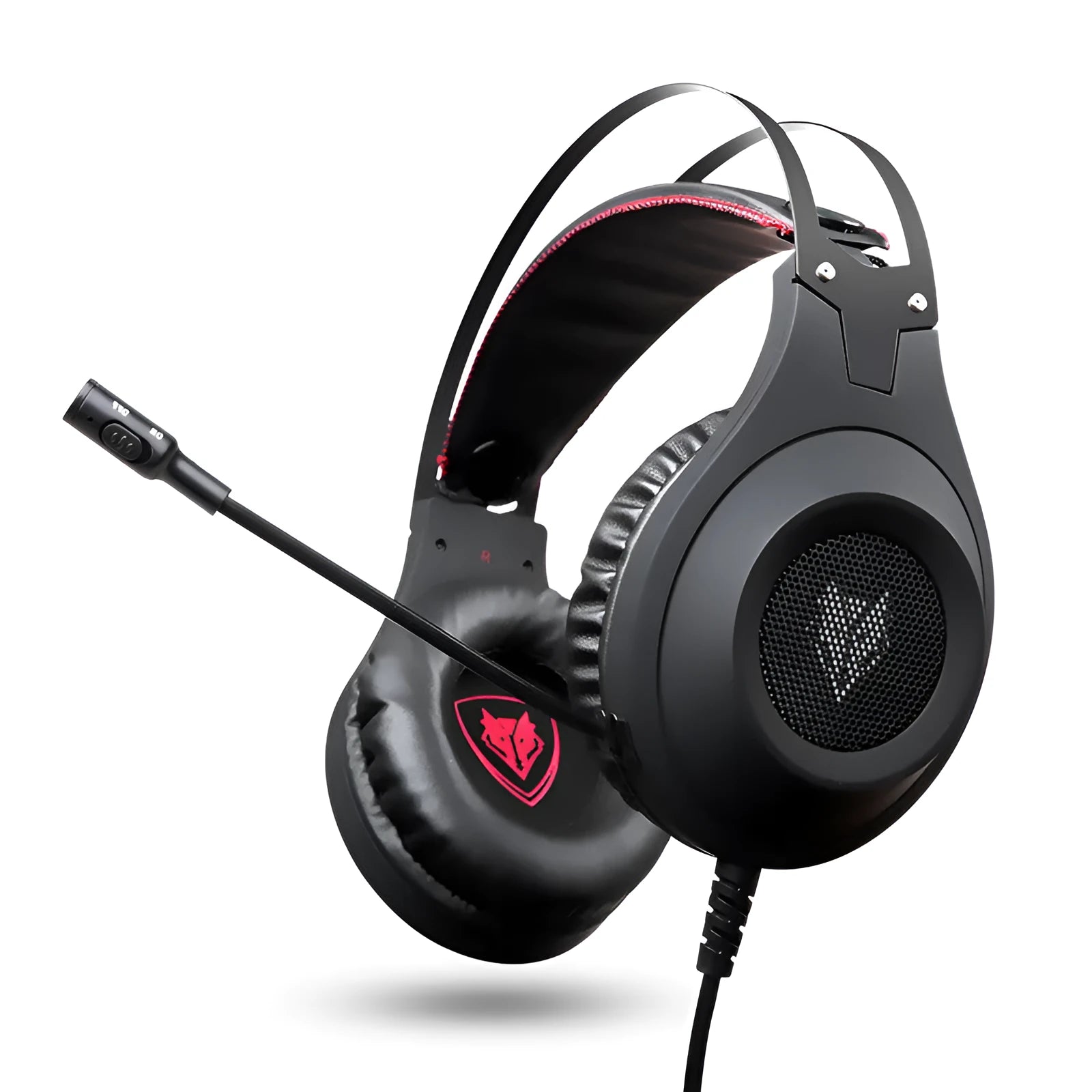 Black USB wired computer headset with over-ear design and built-in microphone