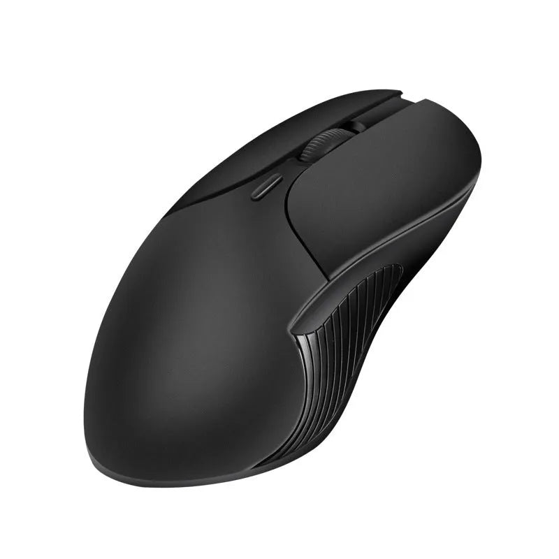 Blue wireless computer mouse with voice translation function on a desk