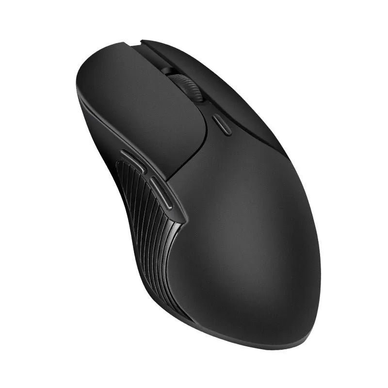 Blue wireless computer mouse with voice translation function on a desk