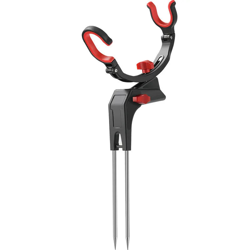 360 degree adjustable fishing rod holder with stainless steel spikes, nylon frame, universal fit, foldable design
