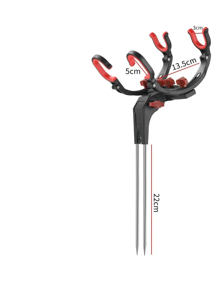 360 degree adjustable fishing rod holder with stainless steel spikes, nylon frame, universal fit, foldable design