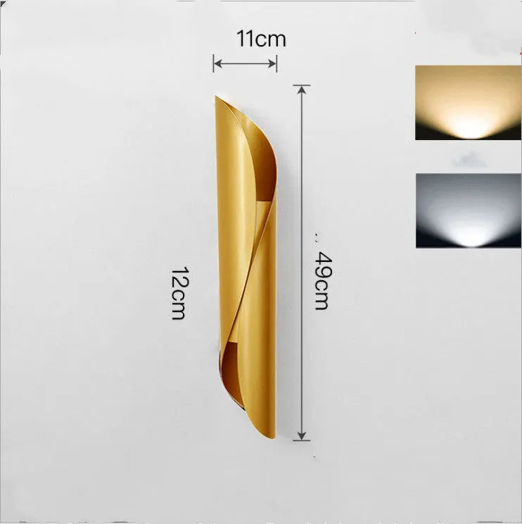 Modern cylindrical wall lamp in black aluminium and iron finish for living room decoration