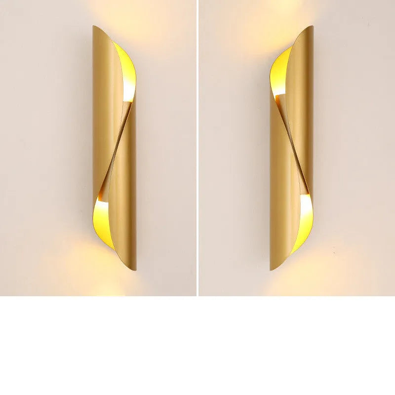 Modern cylindrical wall lamp in black aluminium and iron finish for living room decoration