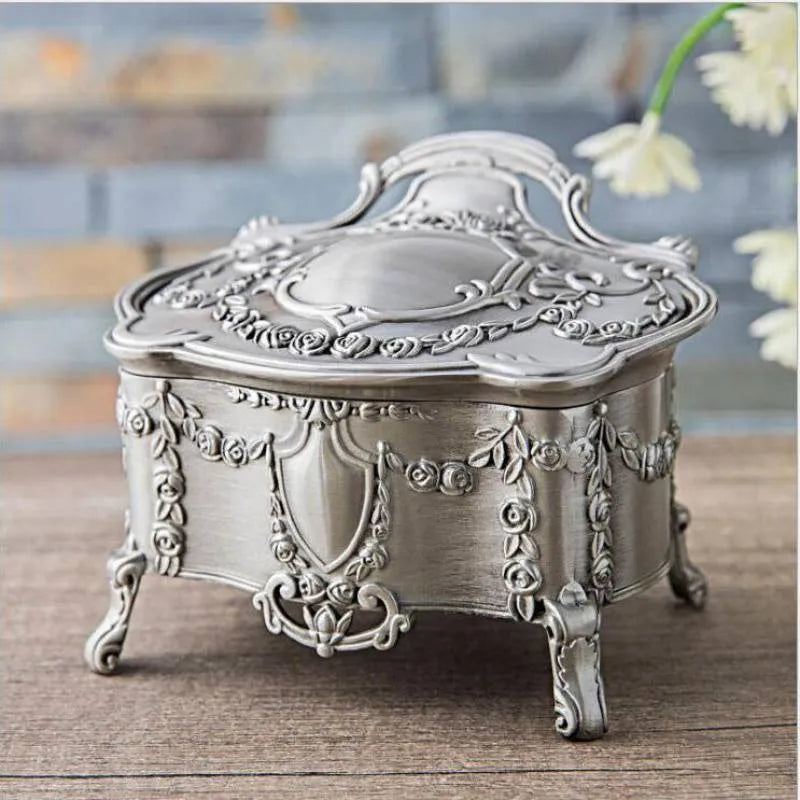 Hangkai antique tin colour zinc alloy jewellery storage box in large, medium, and small sizes.
