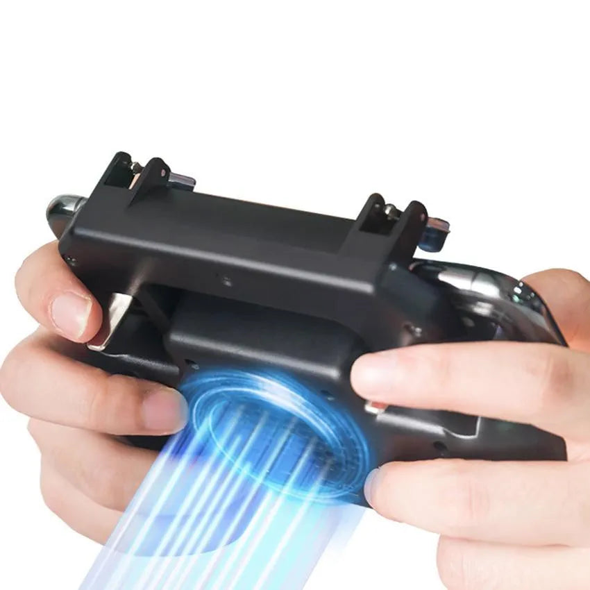 5 in 1 mobile gaming controller with fan and power bank, metal clamp for Apple and Android phones