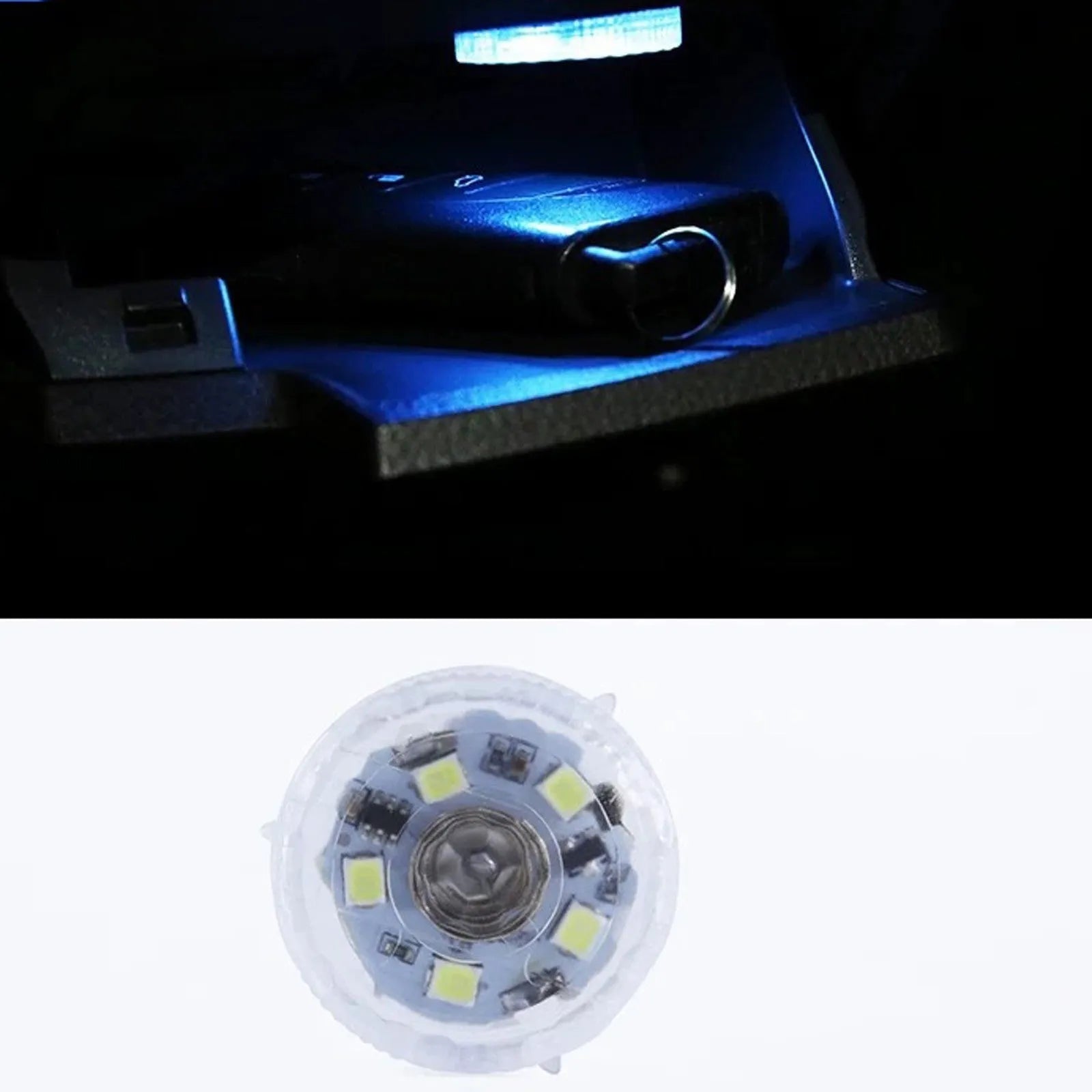 Car touch atmosphere light showing white glow in vehicle interior