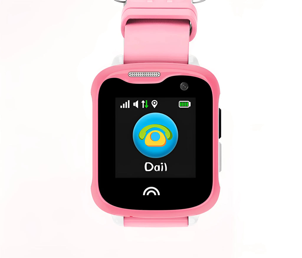 Children's waterproof touch screen smartwatch phone with silicone strap in three colour options