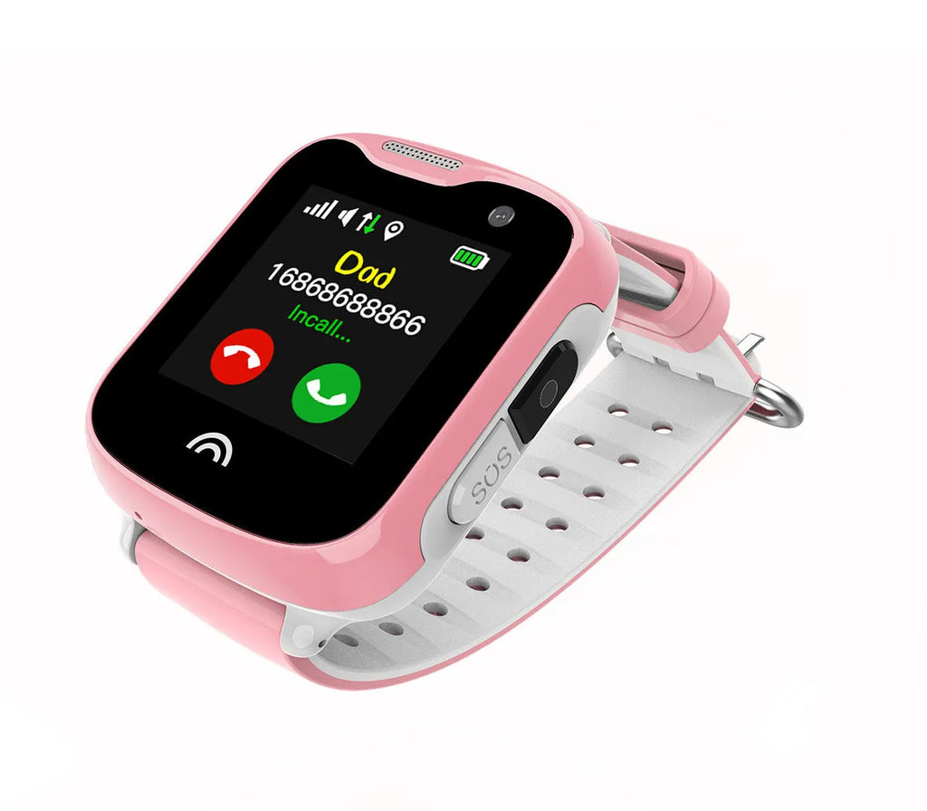 Children's waterproof touch screen smartwatch phone with silicone strap in three colour options