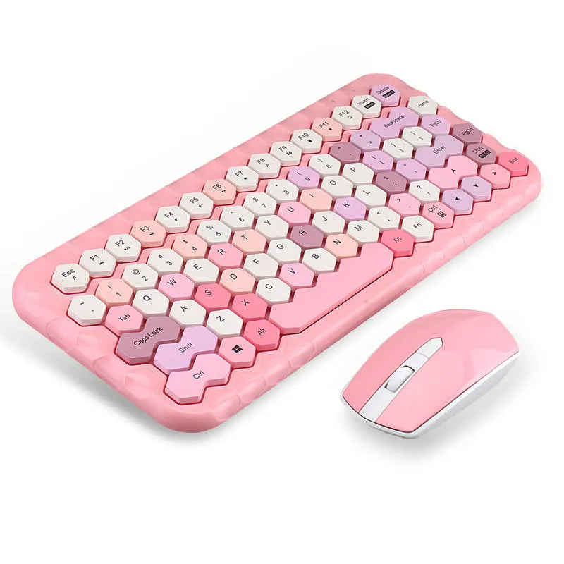 Girl Heart wireless keyboard and mouse set in blue with USB receiver
