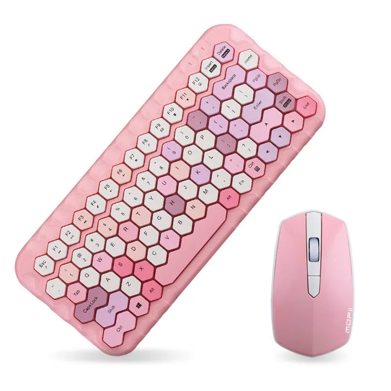 Girl Heart wireless keyboard and mouse set in blue with USB receiver