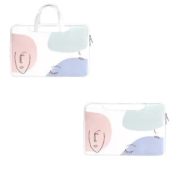 Blue PU leather 15.6-inch waterproof laptop liner bag with a soft handle and zipper.