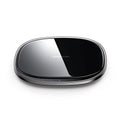 Black 15W wireless charger with zinc alloy and glass, Type-C input and FOD protection