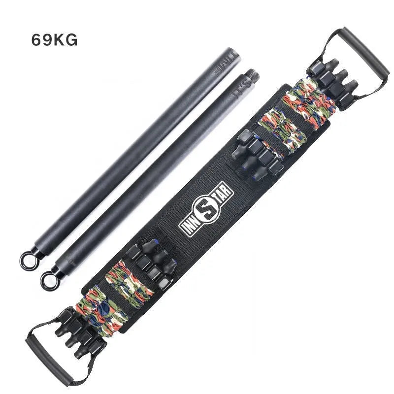 Camouflage bench press rally elastic belt with three-level resistance adjustment for squat and push-up training