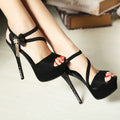Women's stiletto high heel sandals with rhinestone bow, fine heel above 8cm, black red purple blue, sizes 34-39