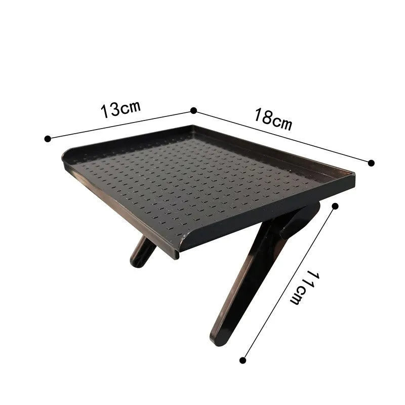 Plastic set-top box rack with hook mount and cable management holes in a choice of five colours.