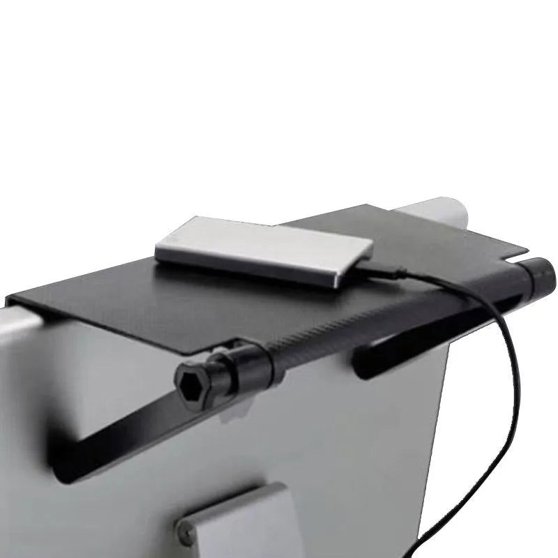 Plastic set-top box rack with hook mount and cable management holes in a choice of five colours.