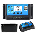 Solar controller with light and time control, dual USB ports, 10A-60A, PVC body