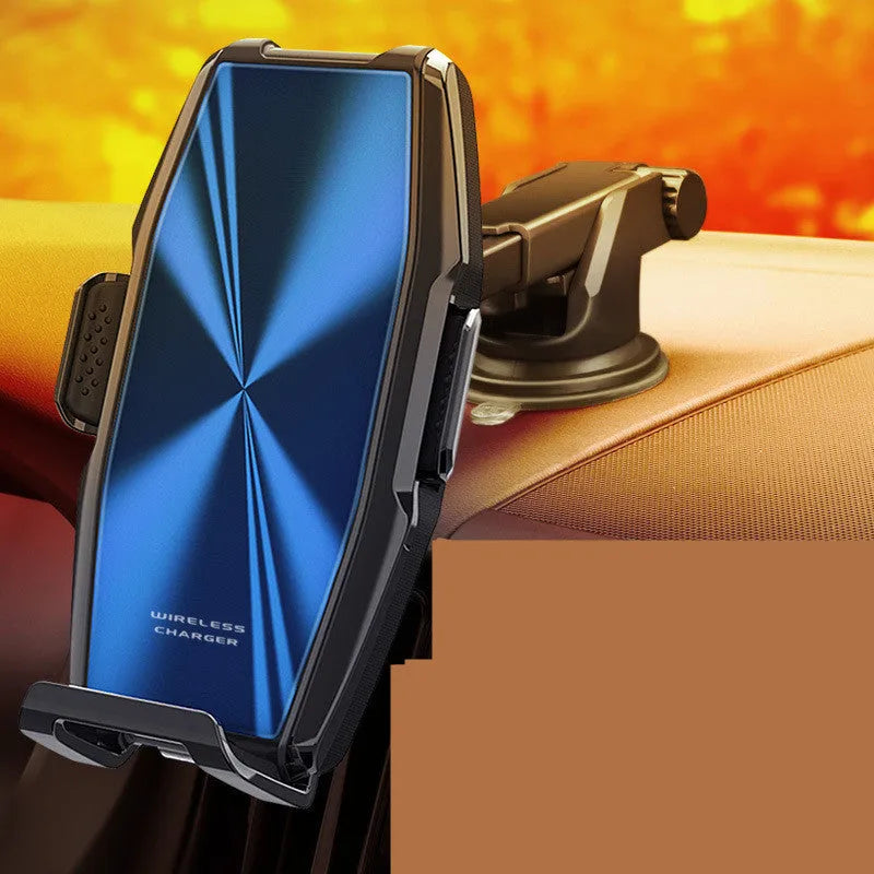Blue and green car wireless charger mobile phone holder with indicator light