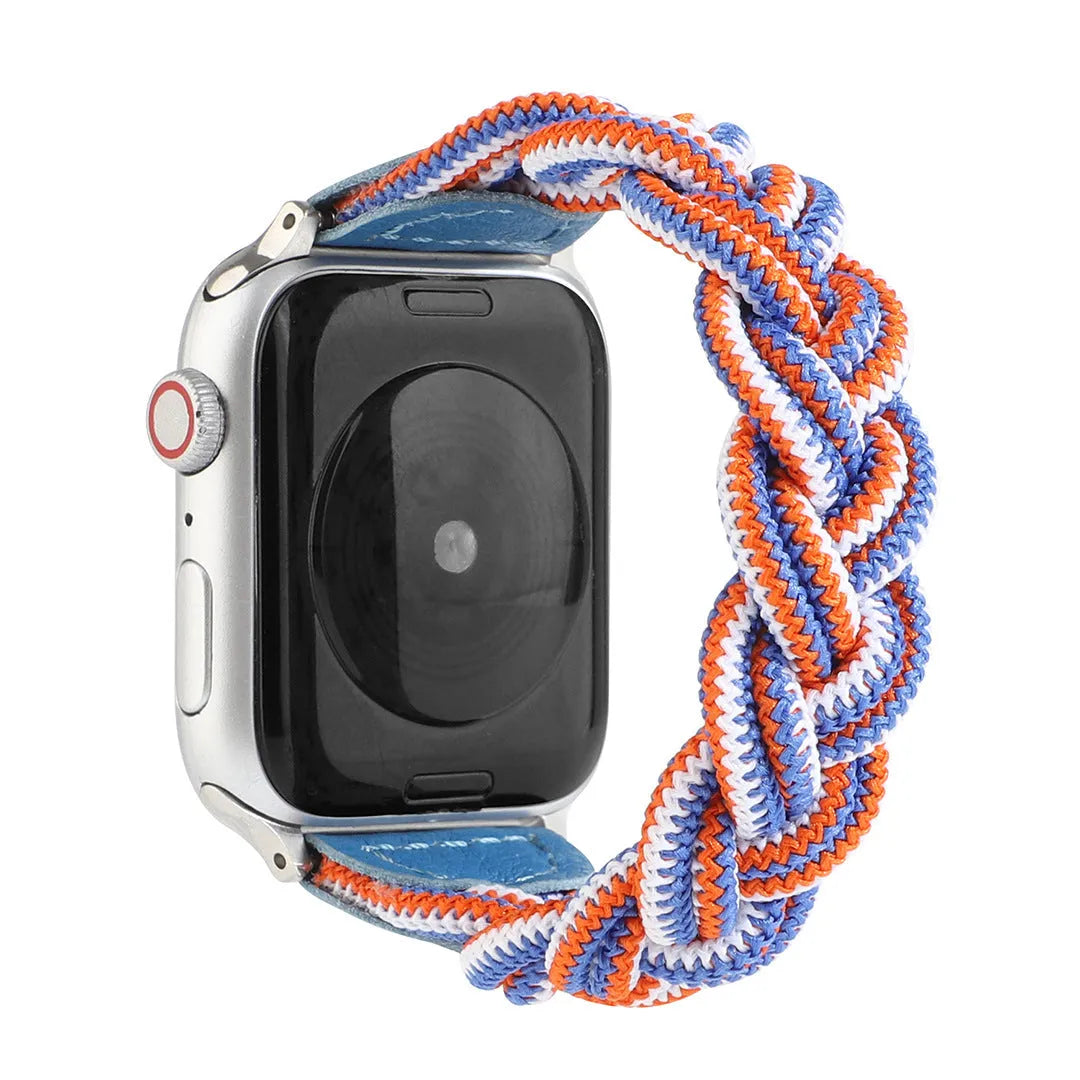 Braided single loop watch strap for Apple Watch, shown in army green colour.