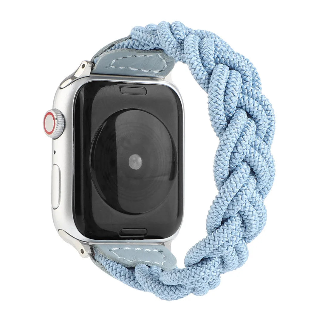 Braided single loop watch strap for Apple Watch, shown in army green colour.