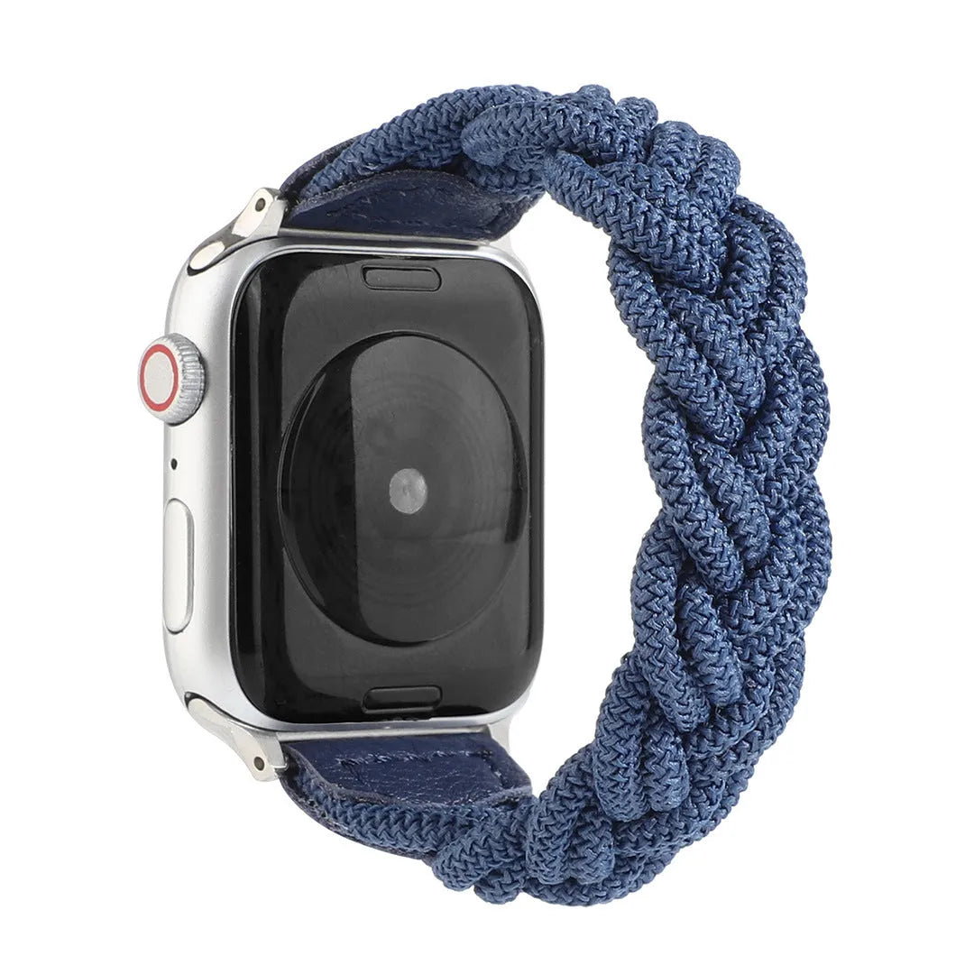 Braided single loop watch strap for Apple Watch, shown in army green colour.