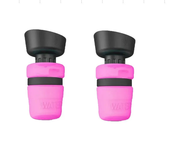 Foldable dog travel water bottle 520ml with fold-cap bowl, food-grade silicone and HDPE, Blue Rose Red Tiffany Blue