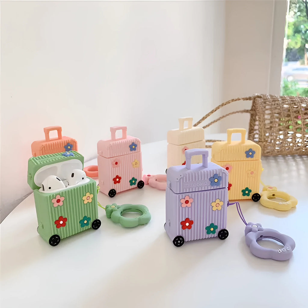 Pink silicone flip-open protective case for Apple AirPods 1st and 2nd generation.