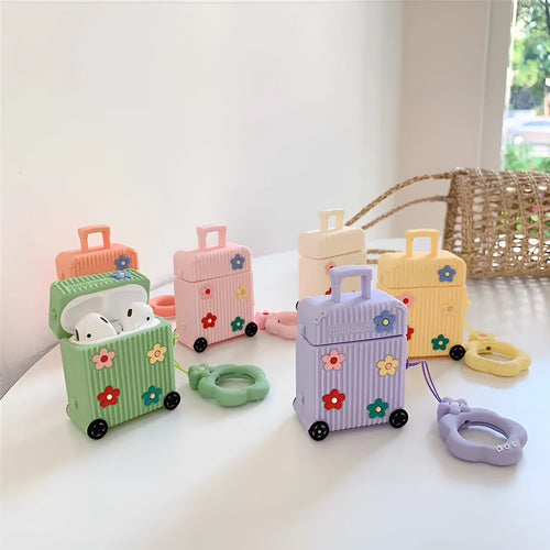 Pink silicone flip-open protective case for Apple AirPods 1st and 2nd generation.