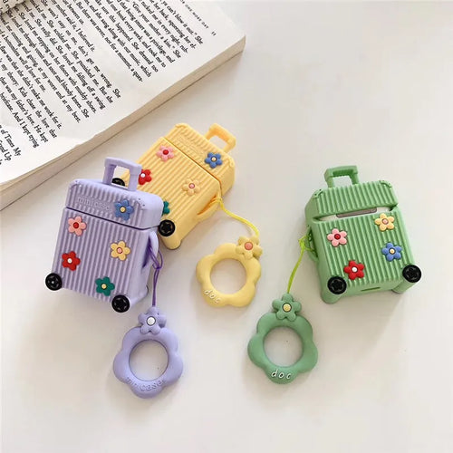 Pink silicone flip-open protective case for Apple AirPods 1st and 2nd generation.