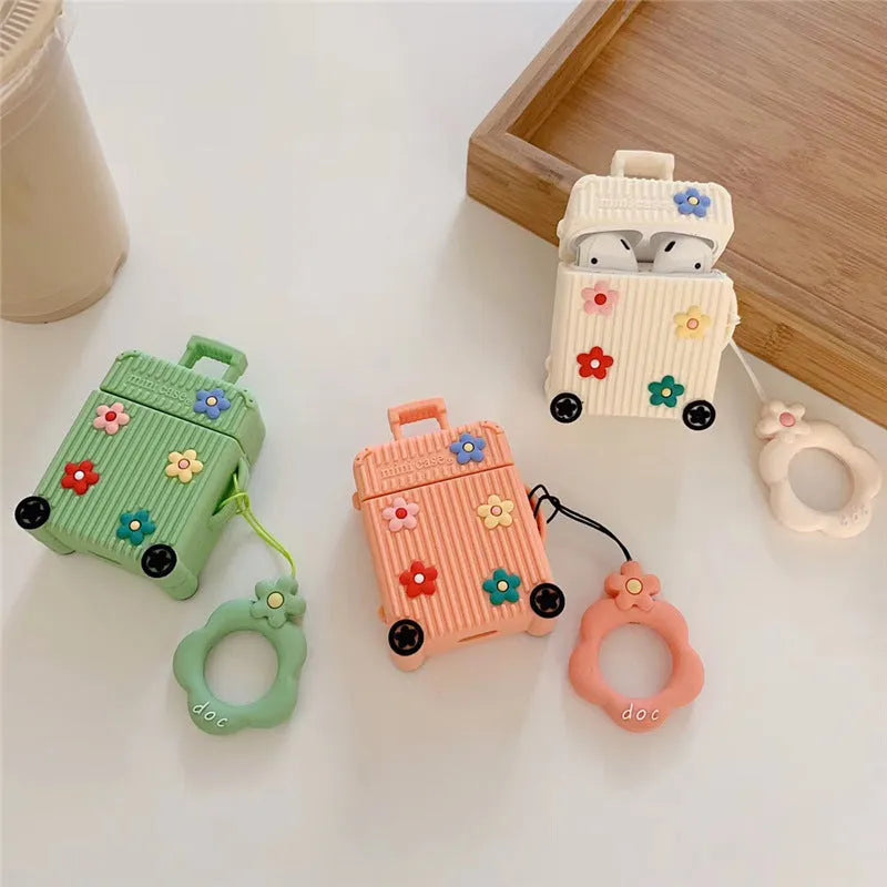 Pink silicone flip-open protective case for Apple AirPods 1st and 2nd generation.