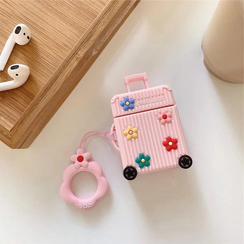 Pink silicone flip-open protective case for Apple AirPods 1st and 2nd generation.