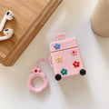 Pink silicone flip-open protective case for Apple AirPods 1st and 2nd generation.