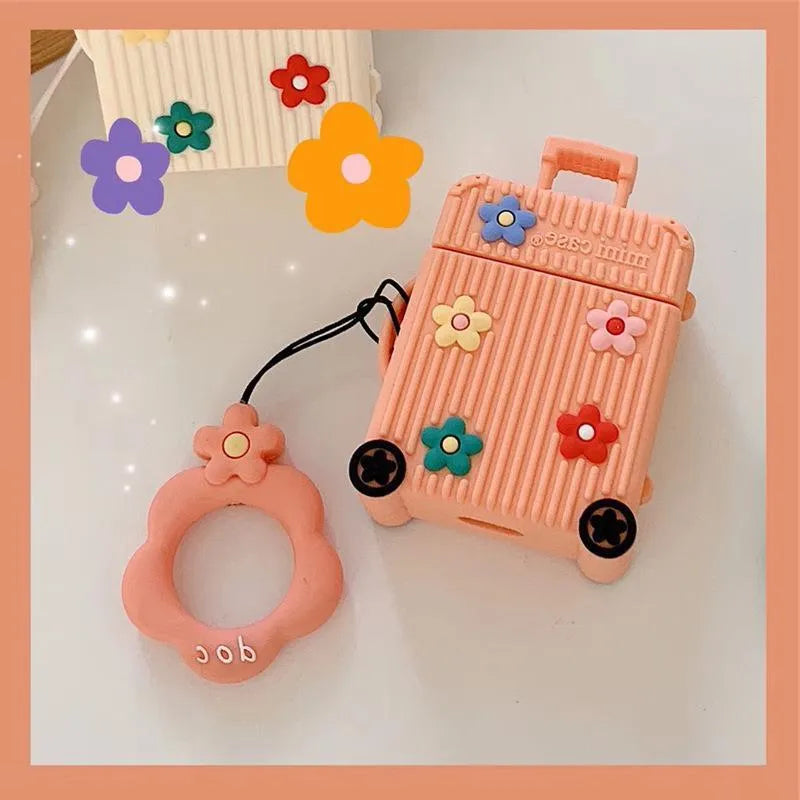 Pink silicone flip-open protective case for Apple AirPods 1st and 2nd generation.