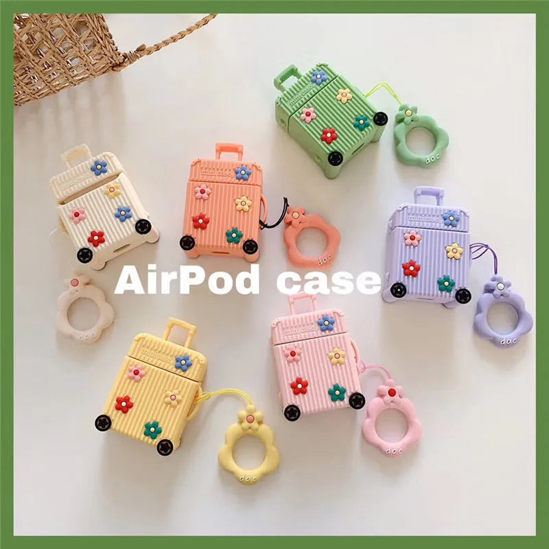 Pink silicone flip-open protective case for Apple AirPods 1st and 2nd generation.