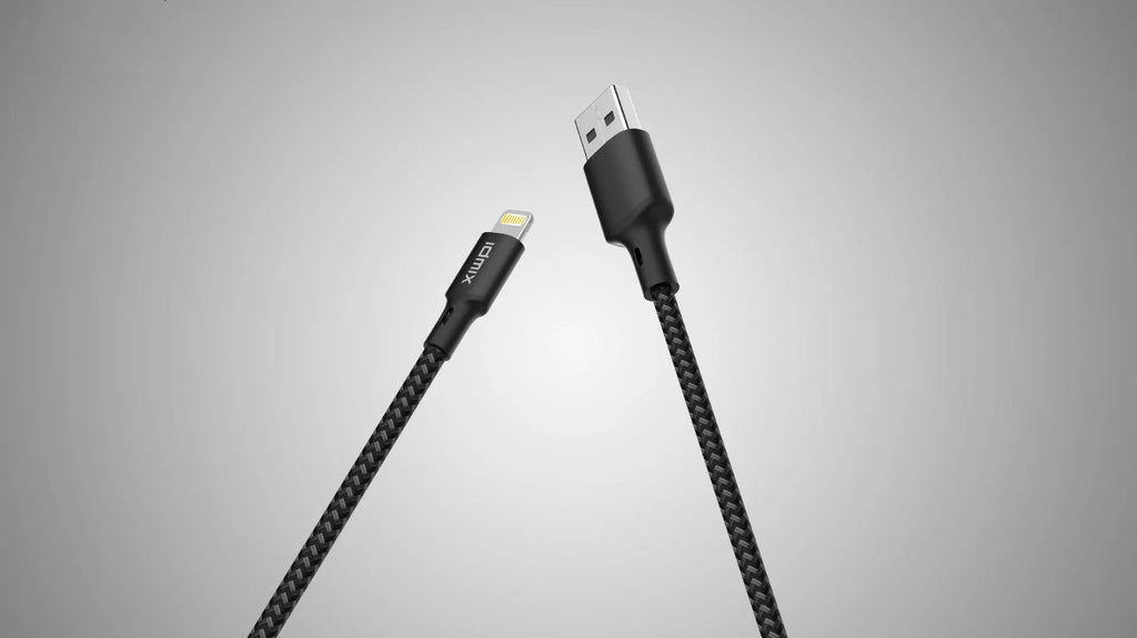 Idmix Barley MFI certified USB to 8PIN data cable in black, 2 metres long, for Apple devices