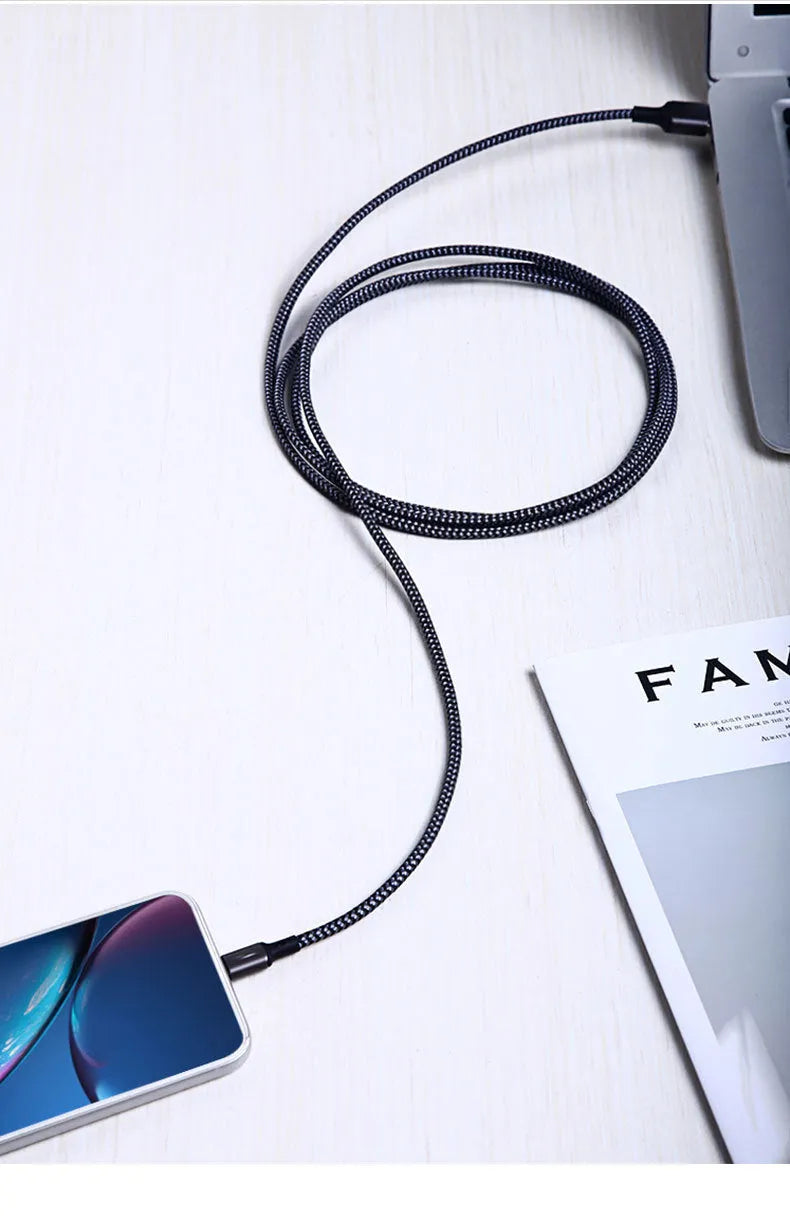 Idmix Barley MFI certified USB to 8PIN data cable in black, 2 metres long, for Apple devices