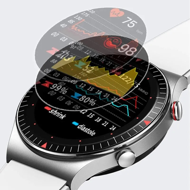 Black music recording Bluetooth smart watch with touch screen and heart rate monitoring