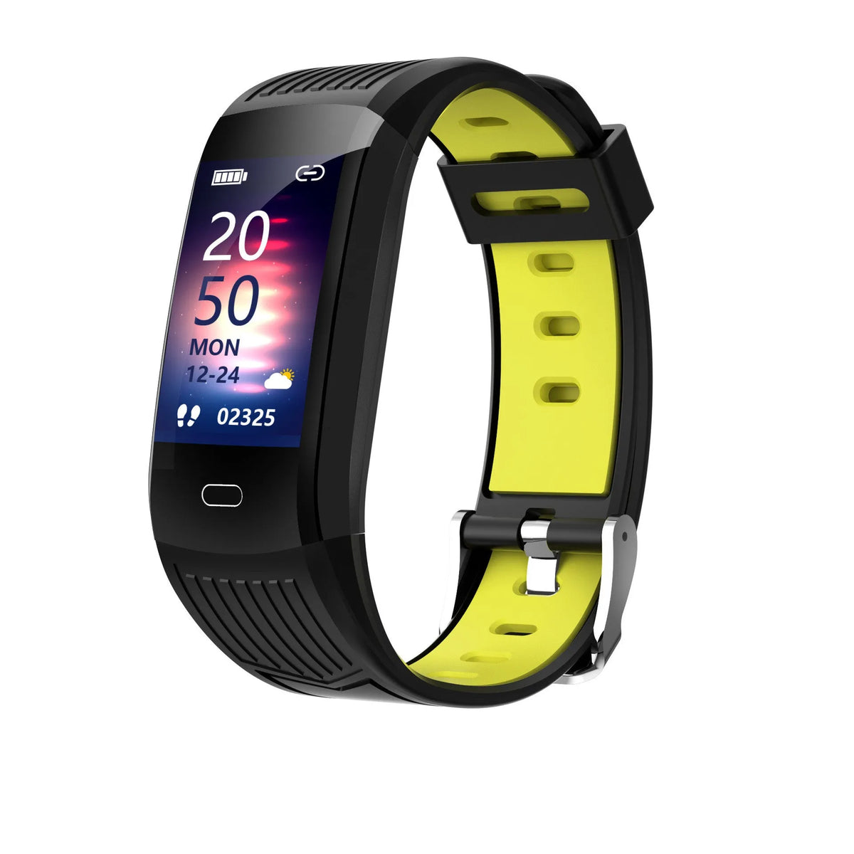115Plus smart bracelet with 0.96 inch TFT screen, TPE strap, and USB charging, shown in black
