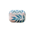 Blue and green tropical banana leaf patterned soft TPU case for Apple AirPods.